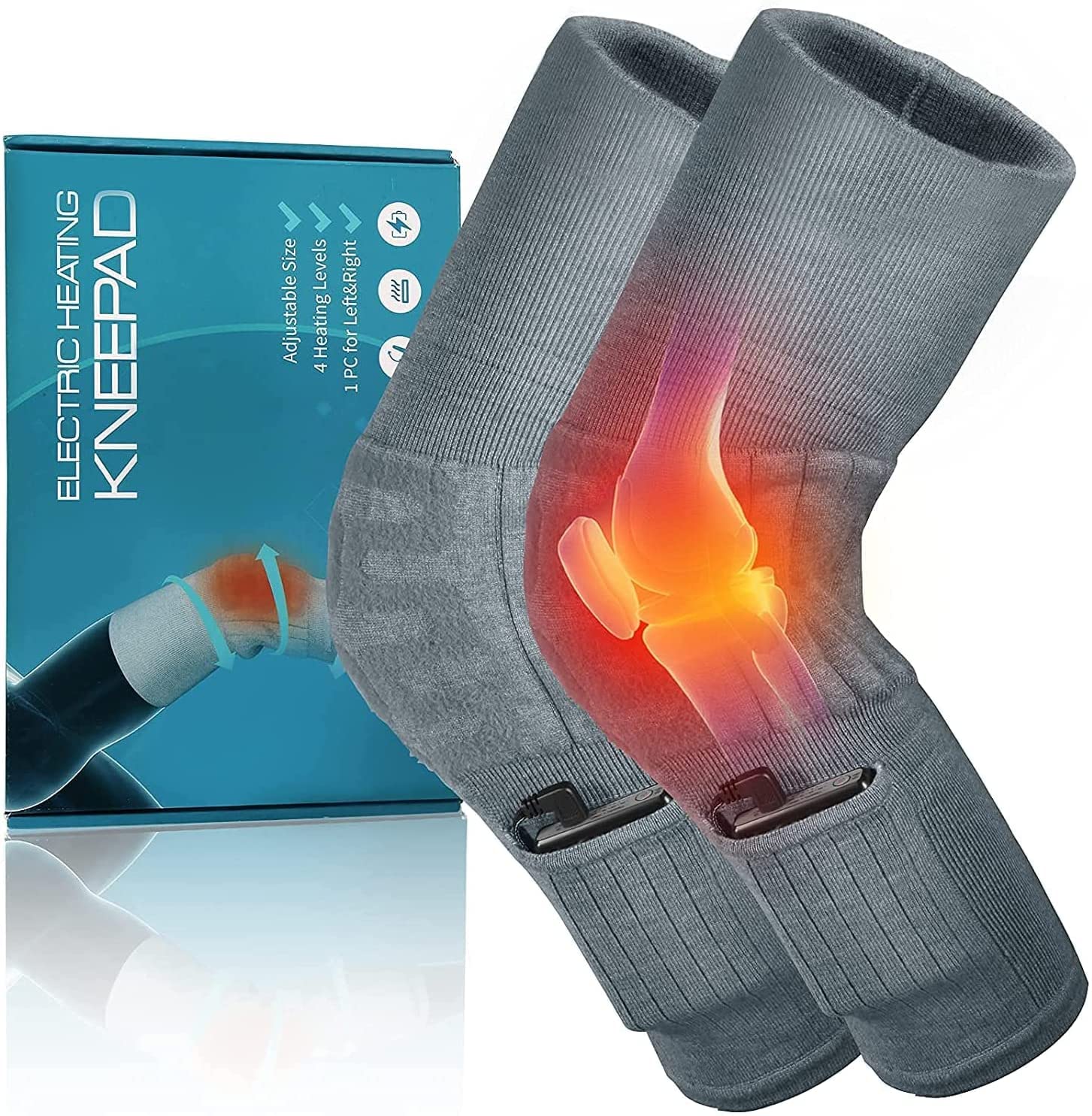 Cordless Heated Knee Brace Wrap Support Rechargeable Knee Heating